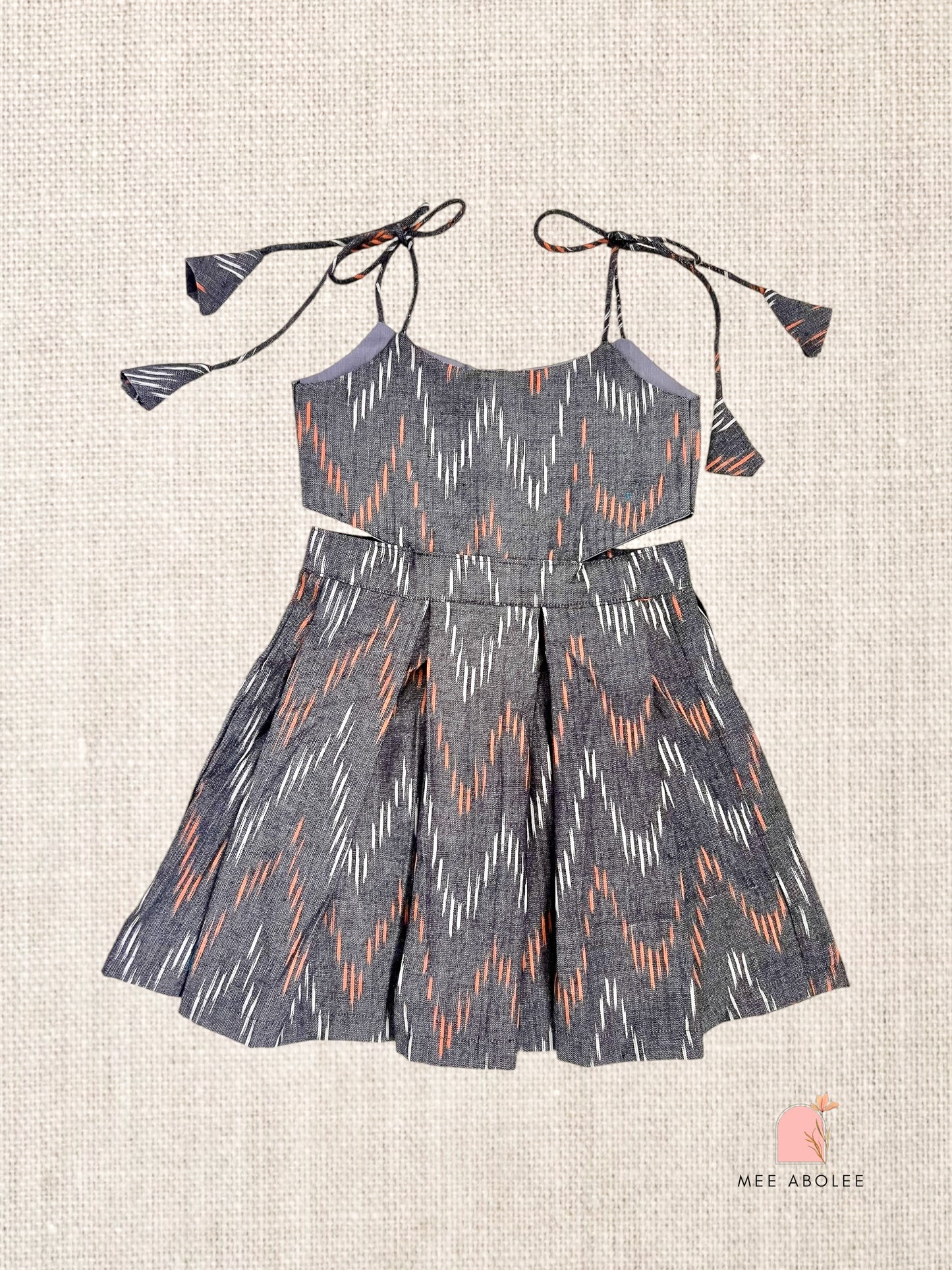 "Chiu" Pleated Sundress in Cloud Chevron
