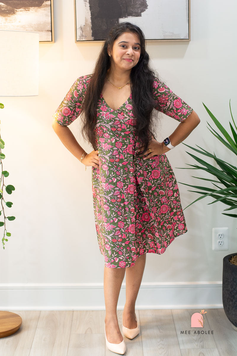 Raashi Semi-Casual Midi Dress in Deep Olive