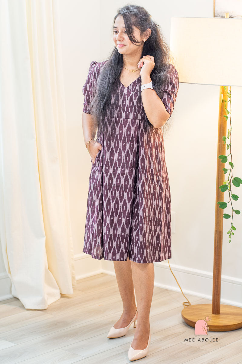 Raashi Semi-Casual Midi Dress in Sangria
