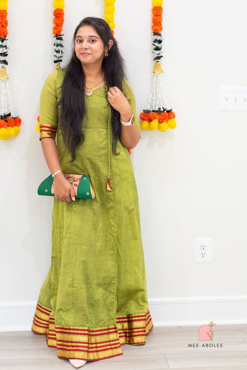 Harsha Ilkal Long Dress in Emerald Olive