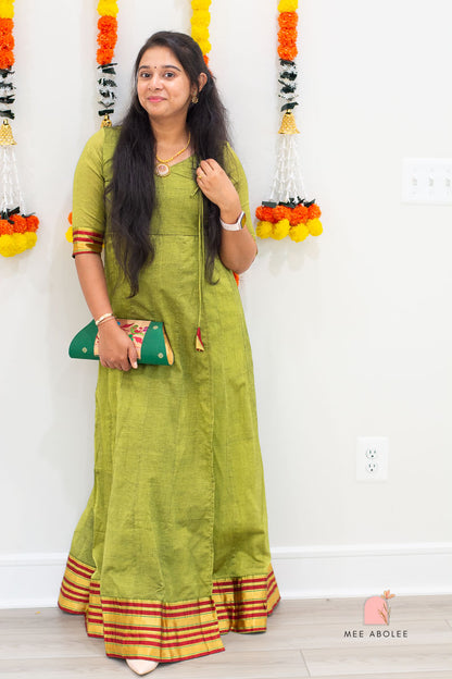 Harsha Ilkal Long Dress in Emerald Olive