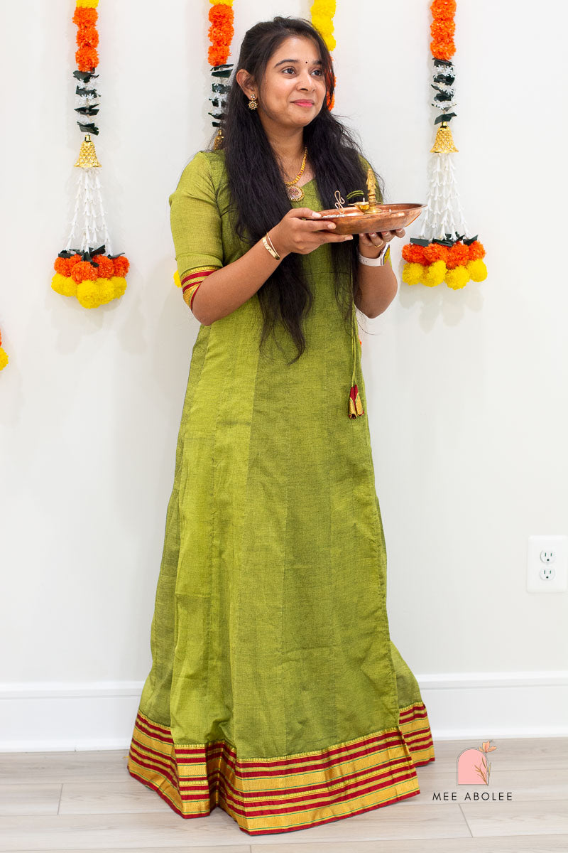 Harsha Ilkal Long Dress in Emerald Olive