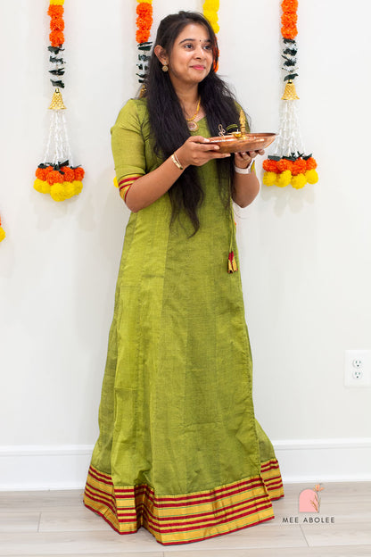 Harsha Ilkal Long Dress in Emerald Olive