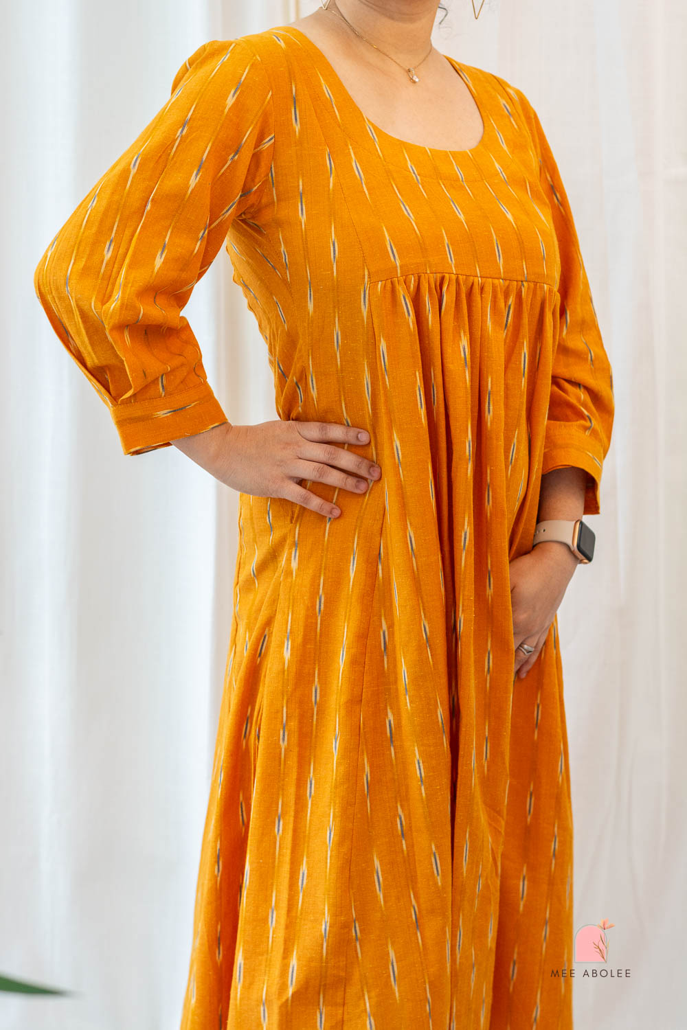 Ananta Empire Waist Dress in Apricot