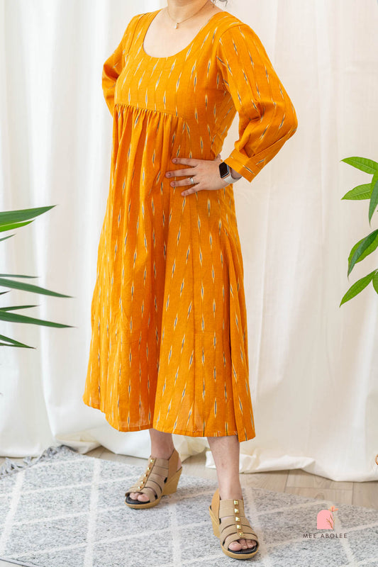 Ananta Empire Waist Dress in Apricot