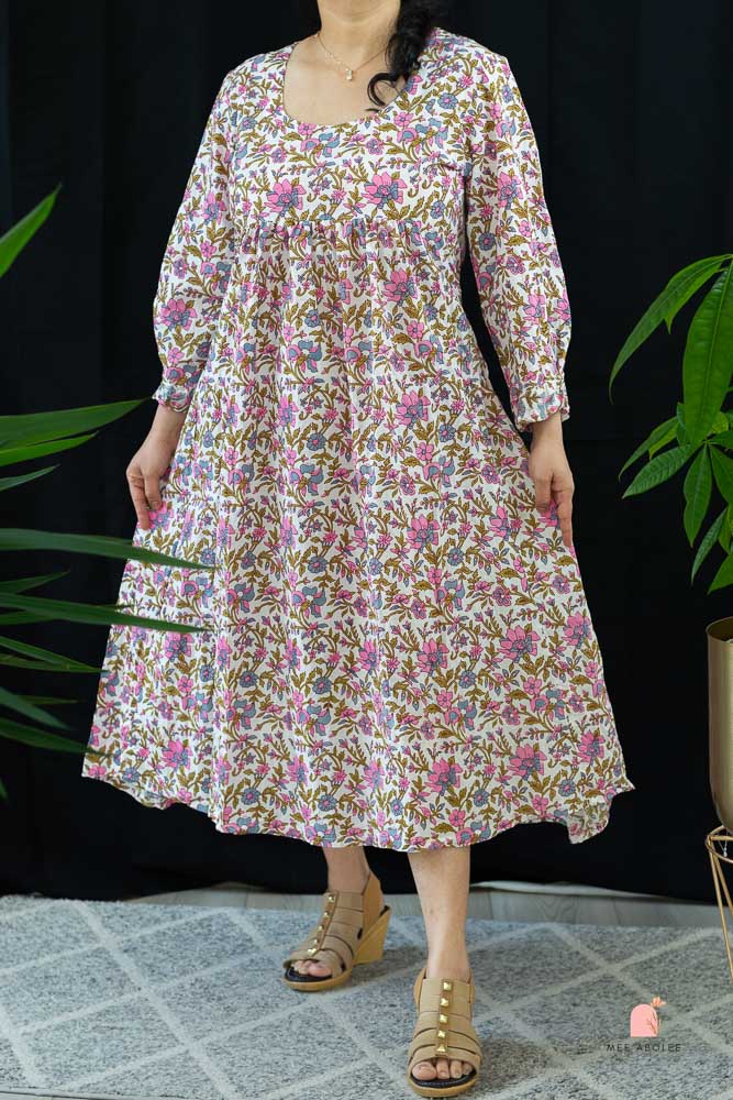 Ananta Empire Waist Dress in Blue Mayflowers