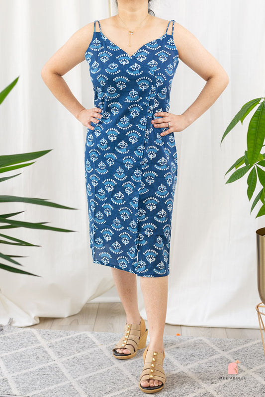 Neeti Sheath Dress in Indigo Zinnia