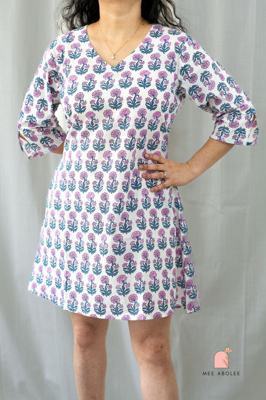 Anjani Mini Dress in Pink Peonies