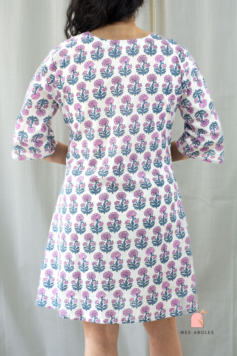 Anjani Mini Dress in Pink Peonies