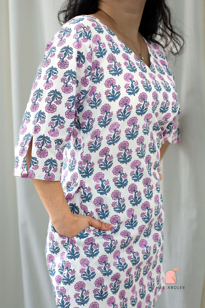 Anjani Mini Dress in Pink Peonies