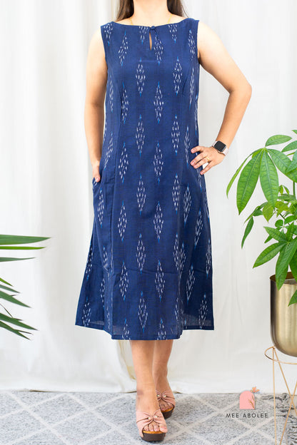 Saachi A-line Sleeveless Dress in Deep Sapphire