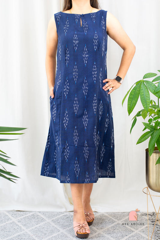 Saachi A-line Sleeveless Dress in Deep Sapphire