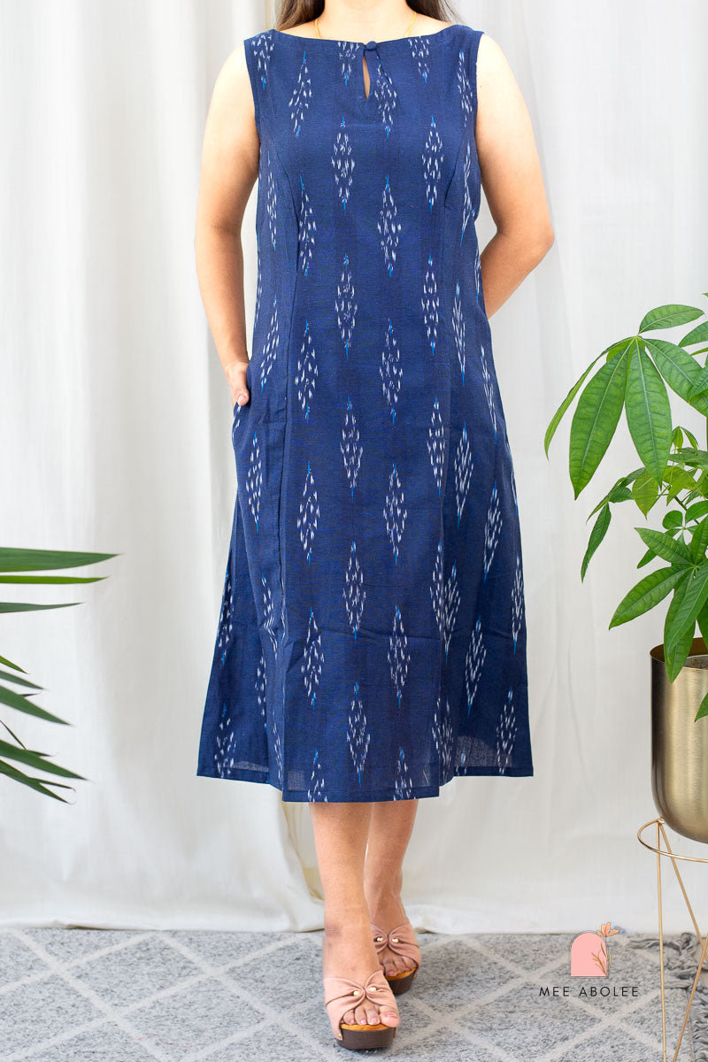 Saachi A-line Sleeveless Dress in Deep Sapphire