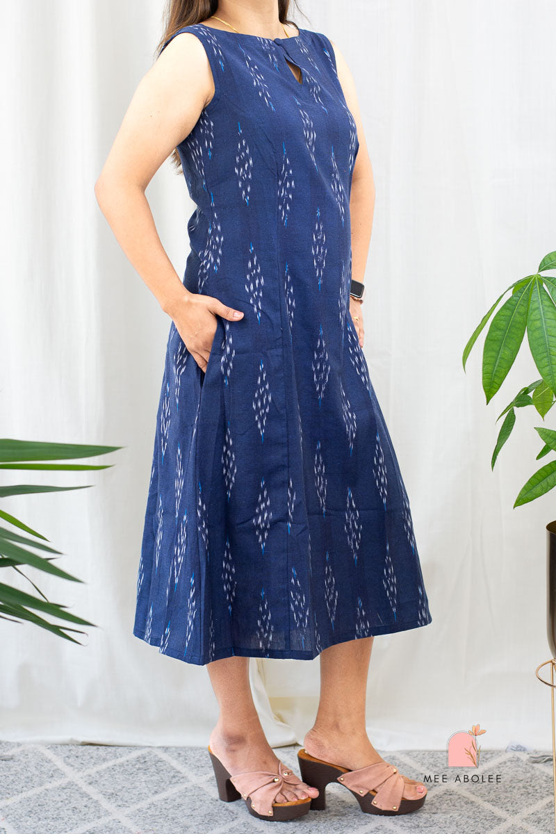 Saachi A-line Sleeveless Dress in Deep Sapphire