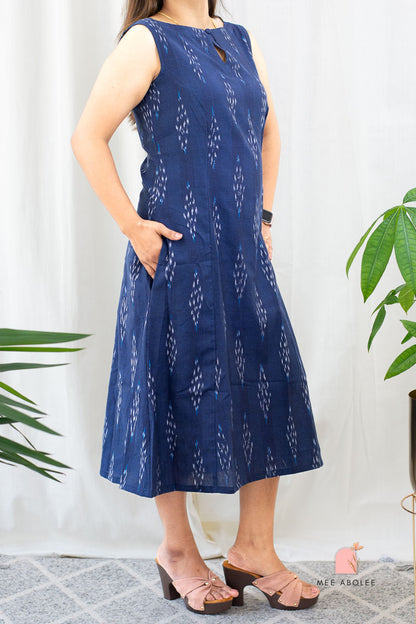 Saachi A-line Sleeveless Dress in Deep Sapphire