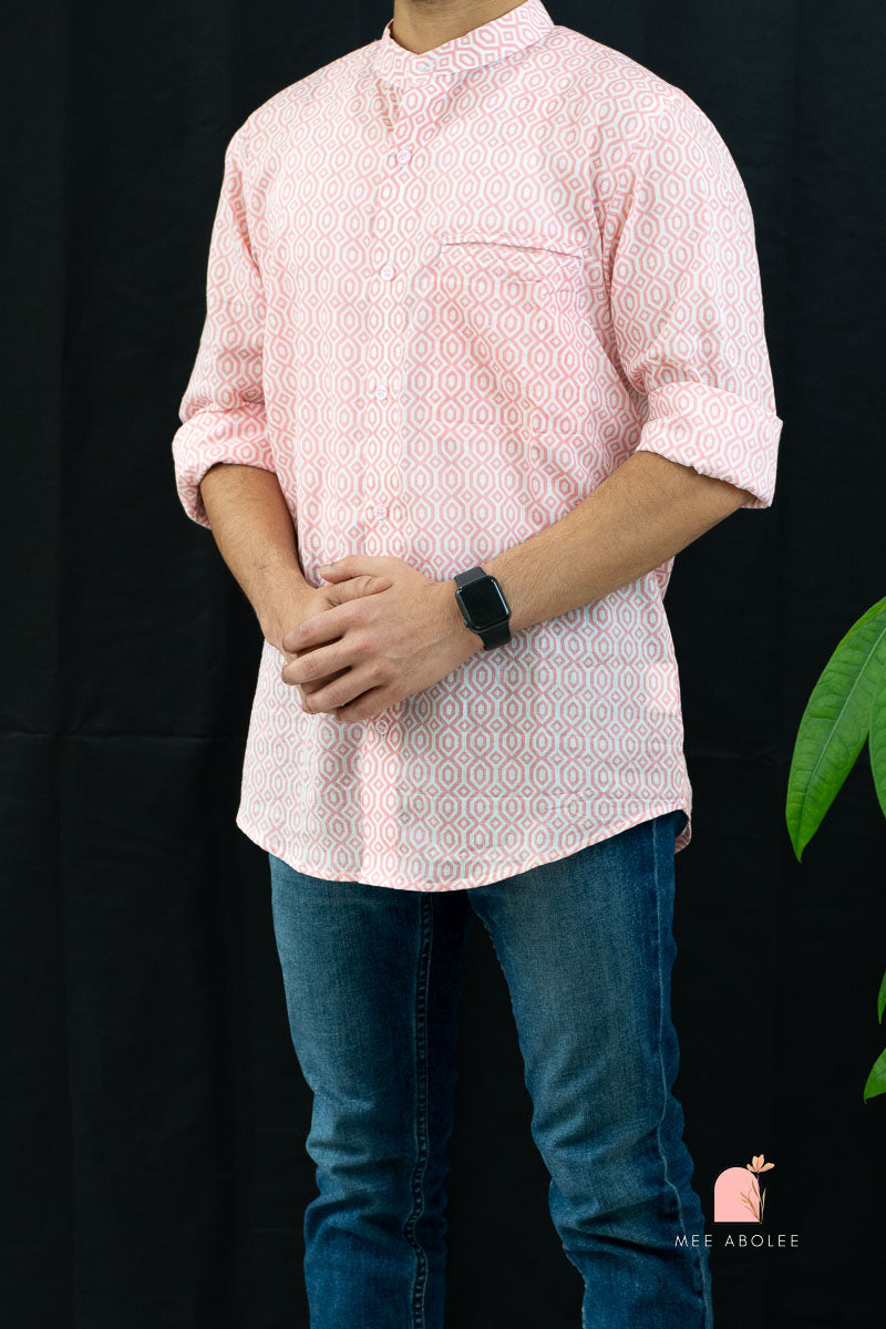 Vishu Full Sleeves Shirt With Mandarin Collar in Kaleidoscope