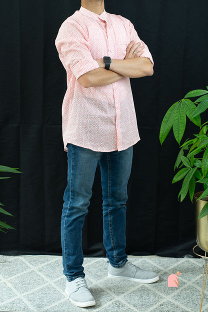 Vishu Full Sleeves Shirt With Mandarin Collar in Kaleidoscope