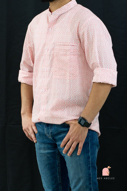 Vishu Full Sleeves Shirt With Mandarin Collar in Kaleidoscope