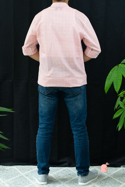 Vishu Full Sleeves Shirt With Mandarin Collar in Kaleidoscope