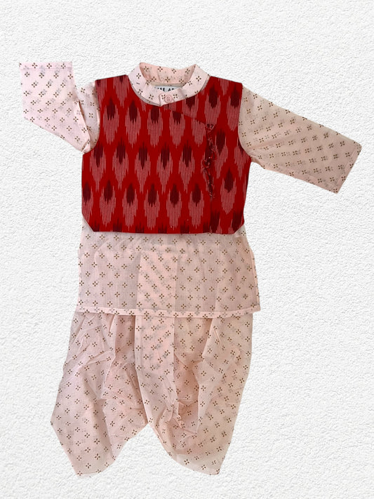 "Veeru" Kurta dhoti set in Red