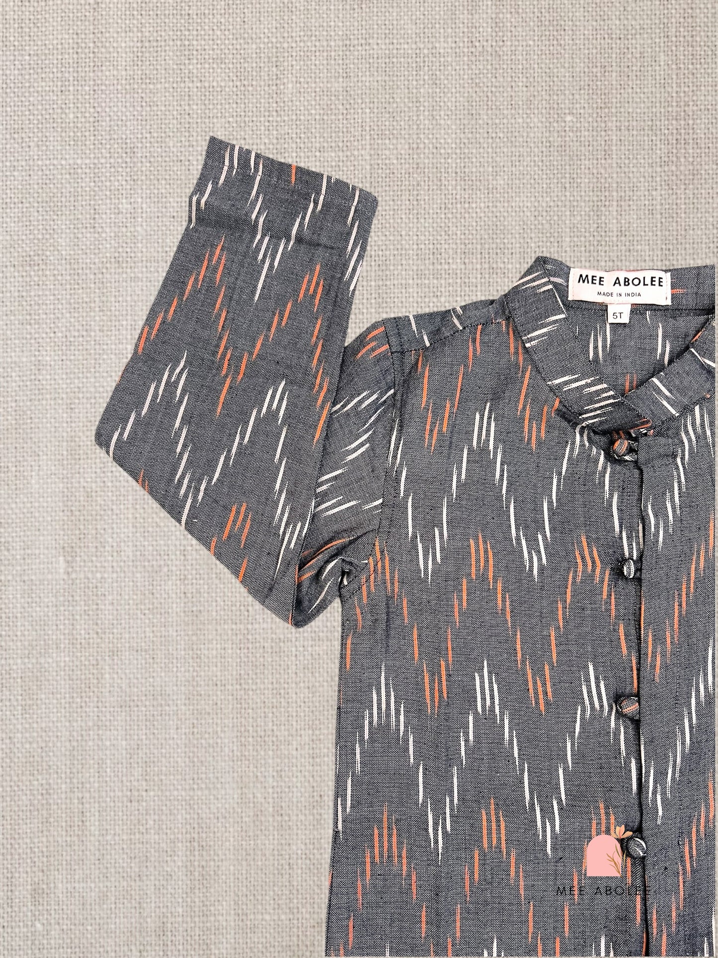 "Jai" Long Sleeves Kurta in Cloud Chevron