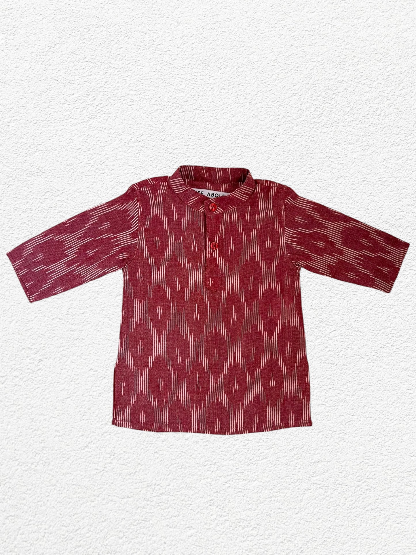 "Veeru" Kurta dhoti set in Red ikkat