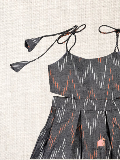 "Chiu" Pleated Sundress in Cloud Chevron