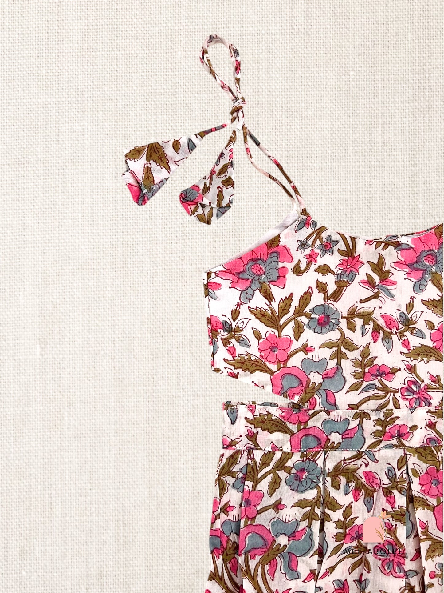 "Chiu" Pleated Sundress in Blue Mayflowers